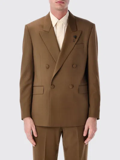 Lardini Soiree Double Breasted Four Button Jacket In Brown