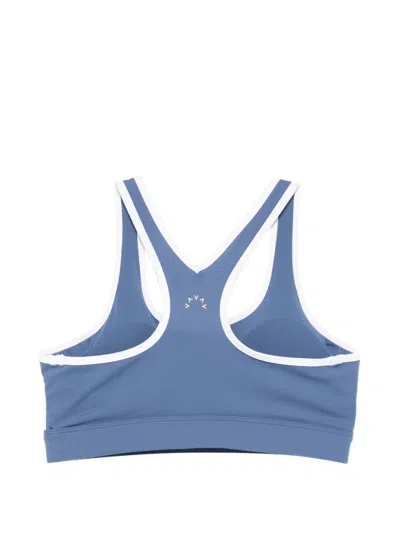 Varley Womens Bijou Blue Freesoft Selma Scoop-neck Sports Bra In Brown