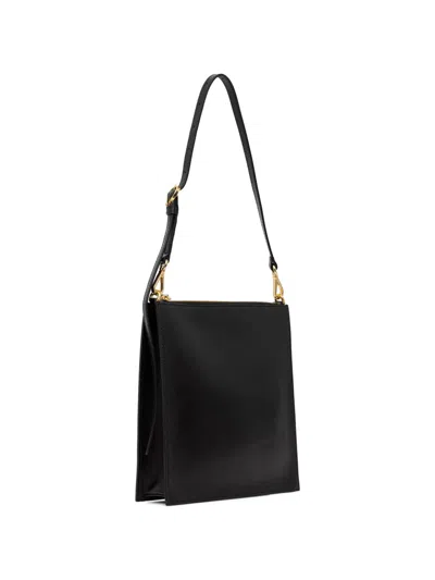 Pollini Logo-debossed Leather Shoulder Bag In Black