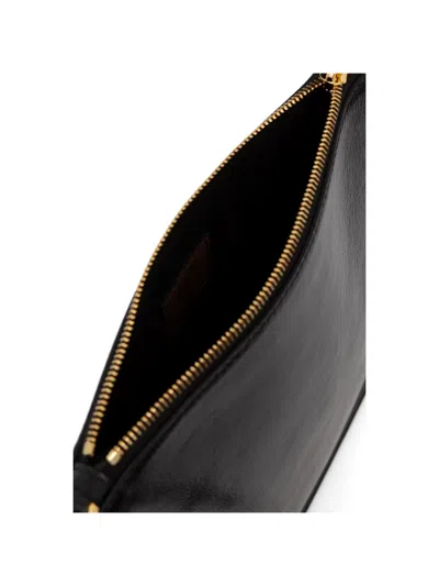 Pollini Logo-debossed Leather Shoulder Bag In Black