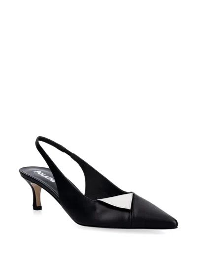 Pollini Contrast-panel Slingback Pumps In Black