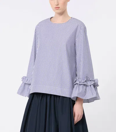 Max Mara Cotton Stripe Blouse In Multi