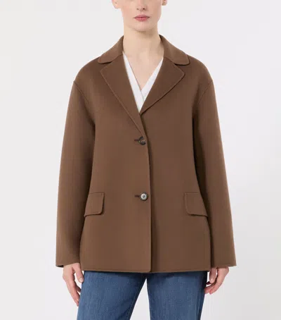 Max Mara Single-breasted Double-faced Wool Jacket In Brown