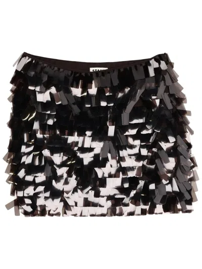 Staud Fitted Max Polyester Sequin Miniskirt In Brown