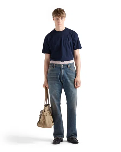 Prada T-shirt Aus Baumwolle In Blue