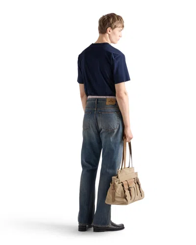 Prada T-shirt Aus Baumwolle In Blue
