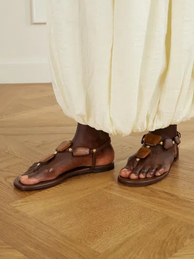 Gianvito Rossi Embellished Leather Sandals In Animal Print