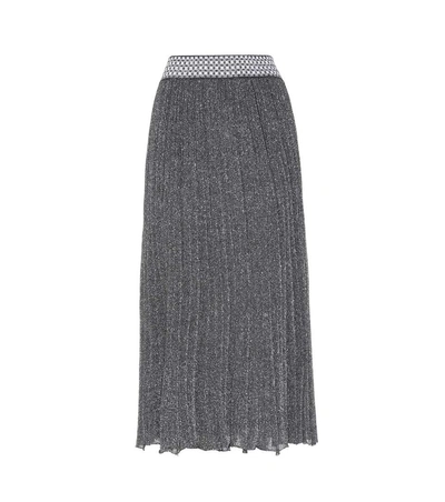 Missoni Pleated Metallic Knitted Maxi Skirt In Silver