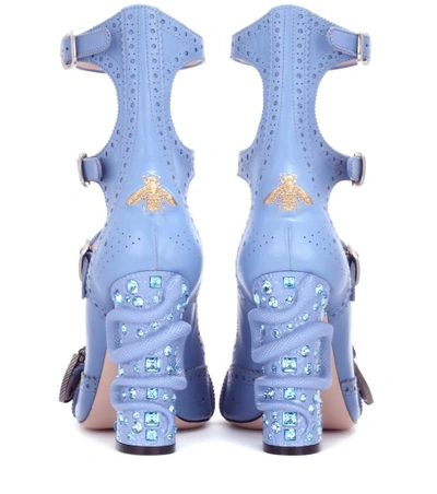 Shop Gucci Queercore Embellished Leather Ankle Boots In Blue