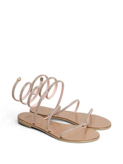Nicolas Lainas Crystal-embellished Leather Flat Sandals In Multi