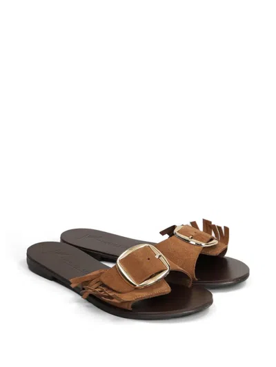 Nicolas Lainas Suede Flat Sandals In Multi