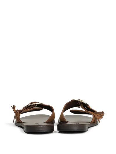 Nicolas Lainas Suede Flat Sandals In Multi
