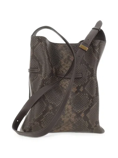 Gianni Chiarini Sienna Python-print Leather Shoulder Bag In Brown