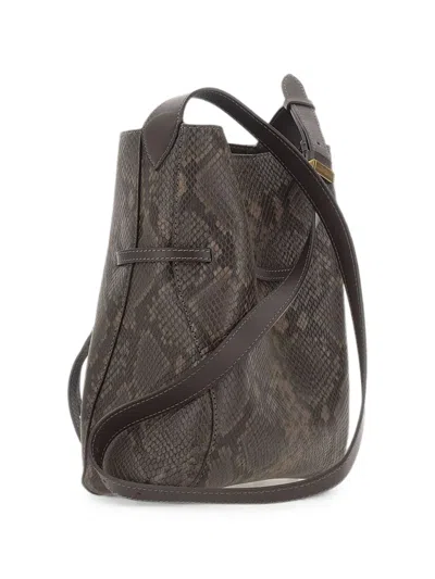 Gianni Chiarini Sienna Python-print Leather Shoulder Bag In Brown