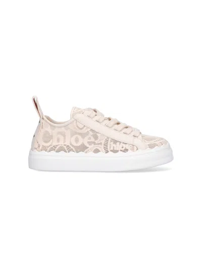 Chloé Baskets Basses Lauren Effet Dentelle In Neutral