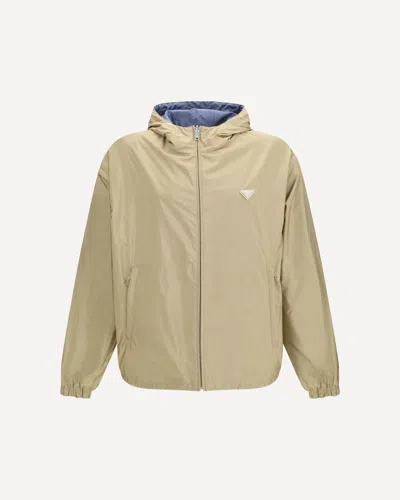 Prada Beige Recycled Polyamide Shell Jacket In Brown
