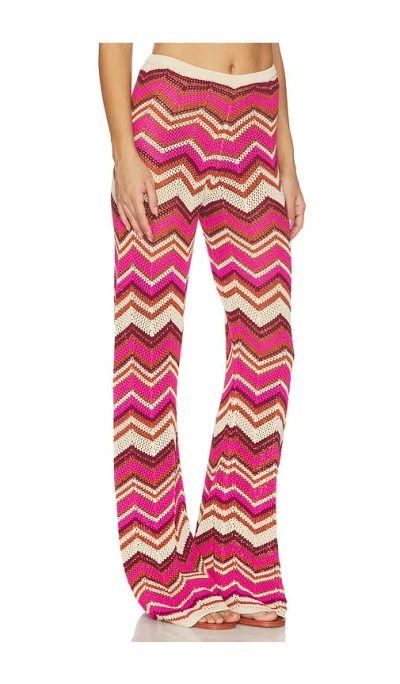 Devon Windsor Mens Cierra Chevron-stripe Knitted Trousers Berry In Multi