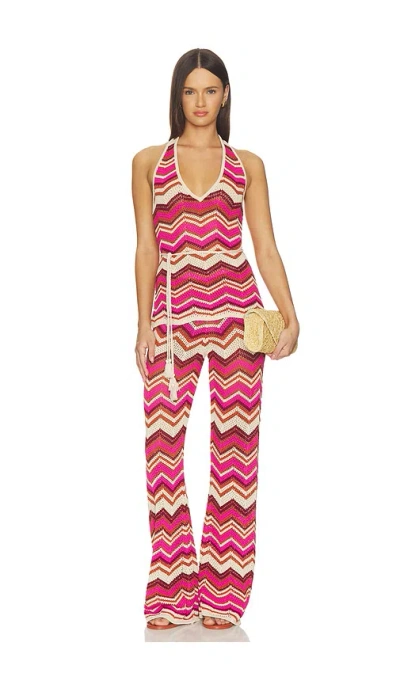 Devon Windsor Mens Cierra Chevron-stripe Knitted Trousers Berry In Multi