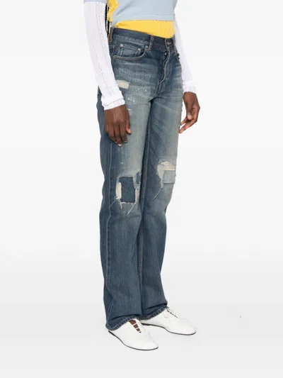 Jw Anderson Distressed-effect Patchwork Jeans In Blue