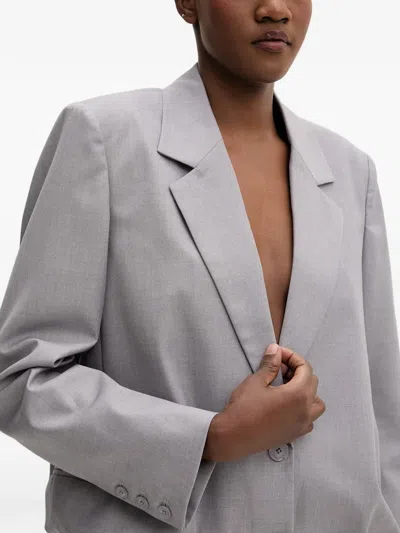 Isabelle Blanche Bubble-hem Blazer In Gray