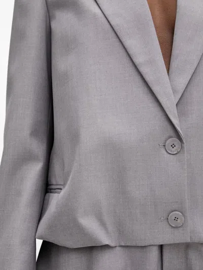 Isabelle Blanche Bubble-hem Blazer In Gray