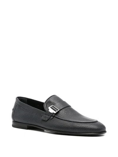 John Harrison Perforated Leather Loafers In Multi