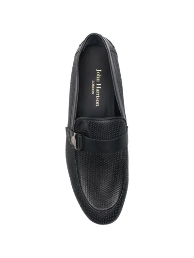 John Harrison Perforated Leather Loafers In Multi