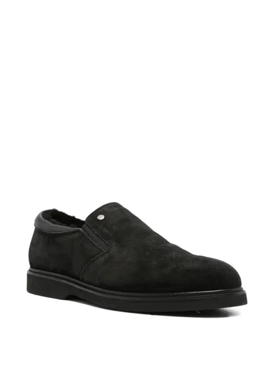 John Harrison Shearling-lined Suede Loafers In Multi