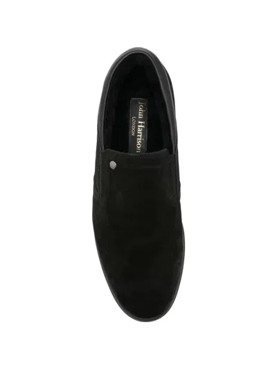 John Harrison Shearling-lined Suede Loafers In Multi