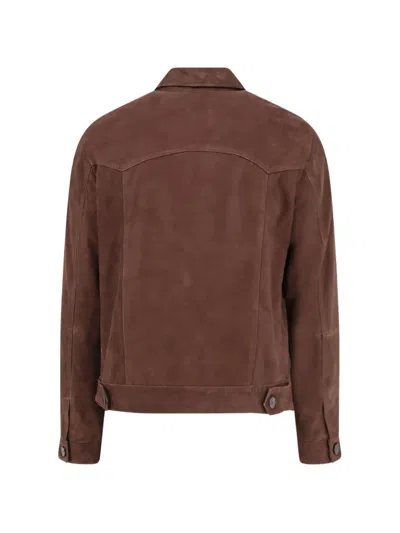 Amaranto Suede Flap-pocket Jacket In Brown