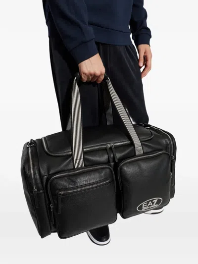 Ea7 Pebbled-texture Holdall In Black