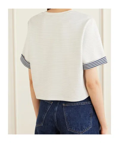 Frame Striped-cuff T-shirt In White