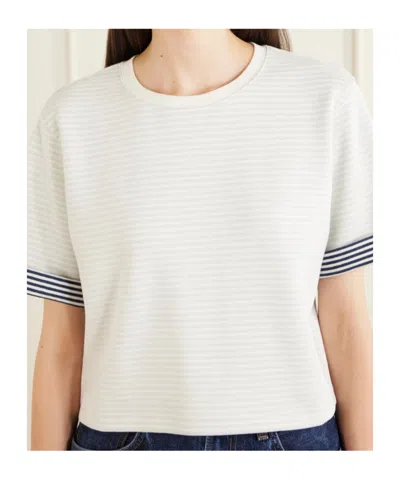 Frame Striped-cuff T-shirt In White