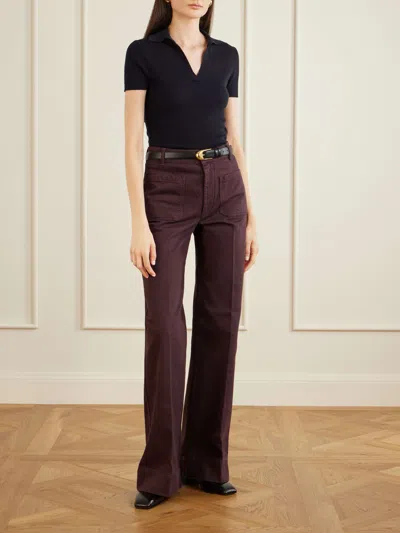 Victoria Beckham Alina High Waist Wide Leg Jeans In Burgundy
