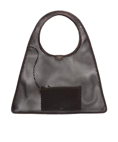 Alaïa Solid Color Leather Shoulder Bag In Brown