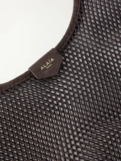 Alaïa Solid Color Leather Shoulder Bag In Brown
