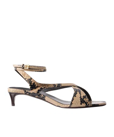 Khaite Python-embossed Leather Sandals In Animal Print