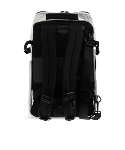 Diesel Logo-print Metallic-effect Backpack In Silver