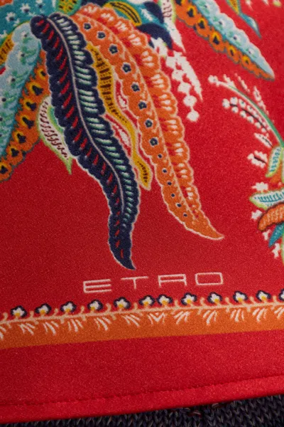 Etro Silk Top With Halterneck And Paisley Foliage Motif In Red