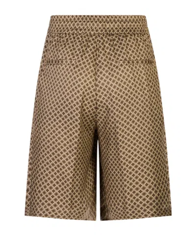 Peserico Drawstring Patterned Shorts In Brown