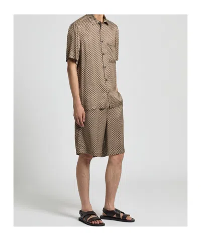 Peserico Drawstring Patterned Shorts In Brown