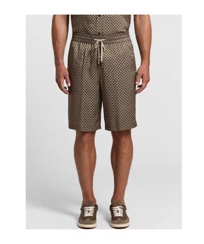 Peserico Drawstring Patterned Shorts In Brown
