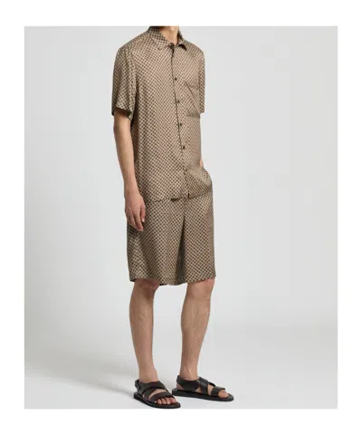 Peserico Buttoned Patterned Shirt In Brown