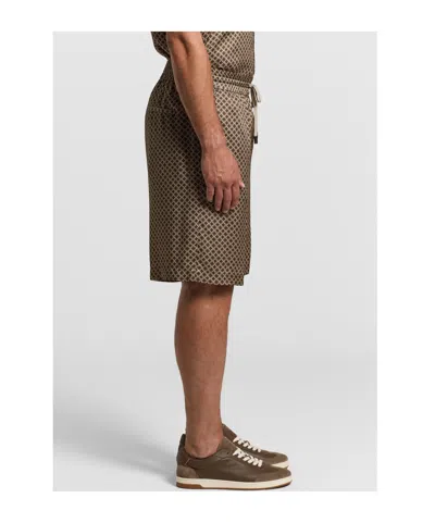 Peserico Drawstring Patterned Shorts In Brown