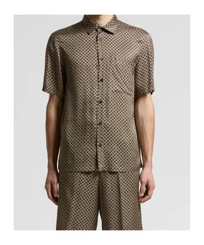 Peserico Buttoned Patterned Shirt In Brown