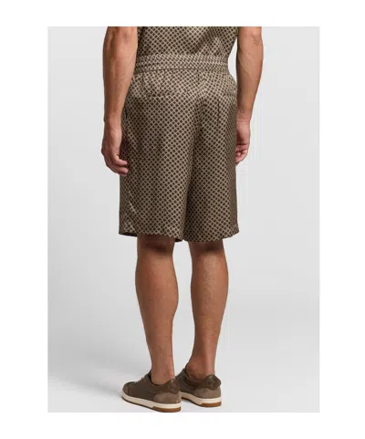 Peserico Drawstring Patterned Shorts In Brown