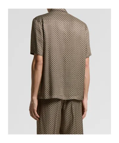 Peserico Buttoned Patterned Shirt In Brown