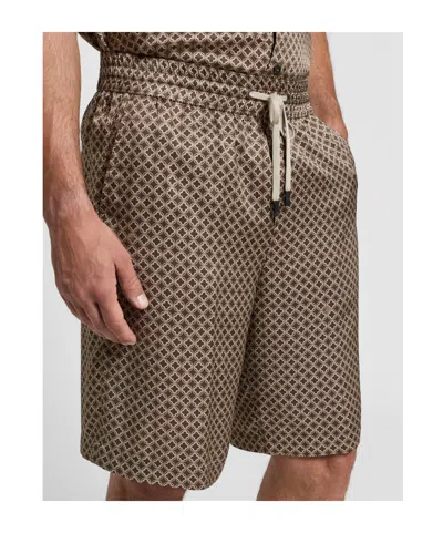 Peserico Drawstring Patterned Shorts In Brown