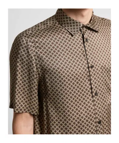 Peserico Buttoned Patterned Shirt In Brown