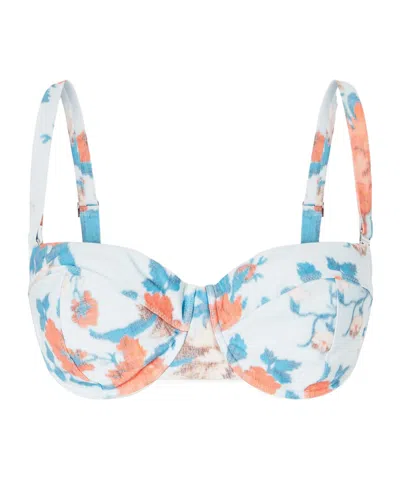 Erdem Floral-print Underwired Bikini Top In Blue